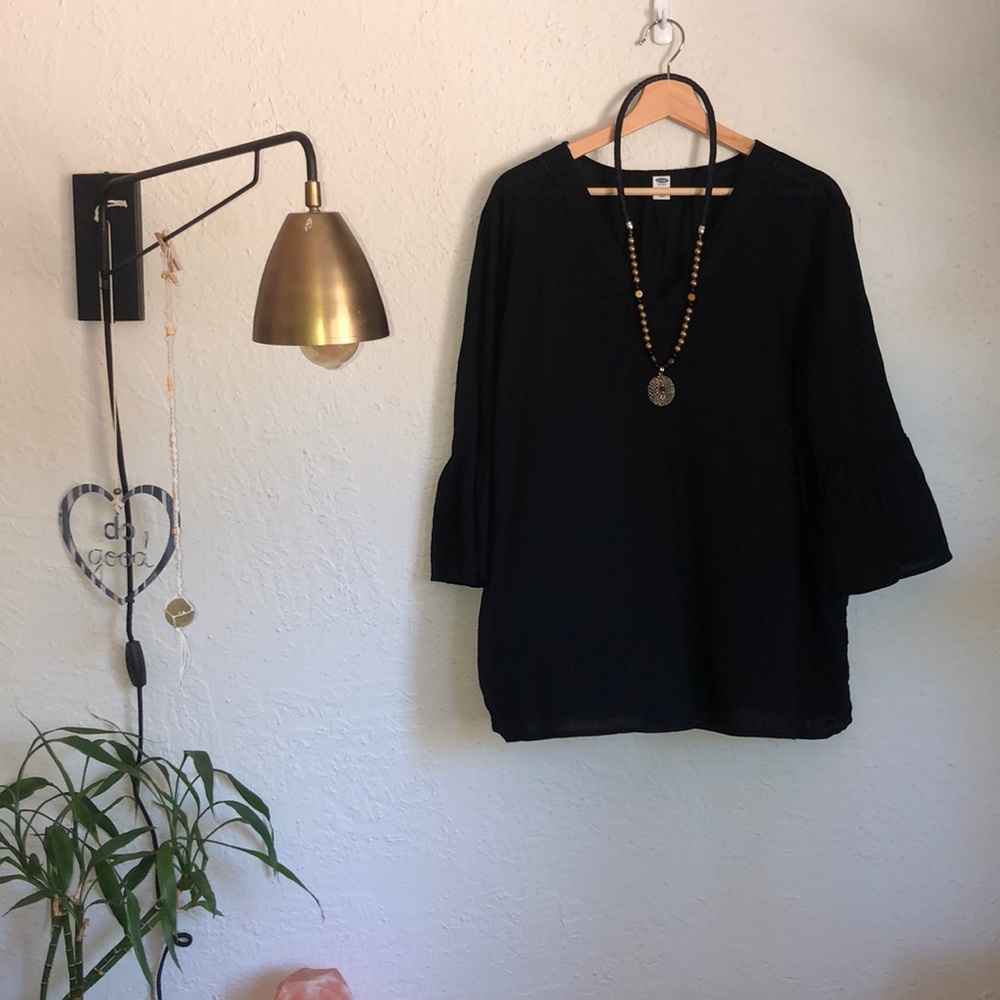 Black Bell Sleeve Top